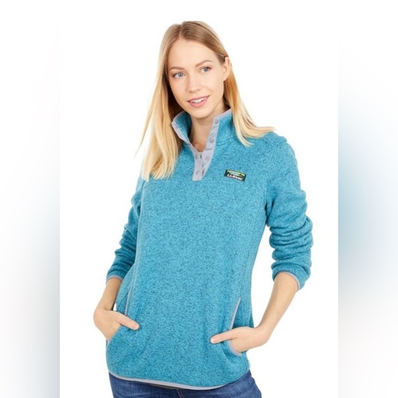 NEW! L.L.Bean 1/4 Snap Sweater Fleece Pullover Turquoise Blue SZ XS - Picture 6 of 13